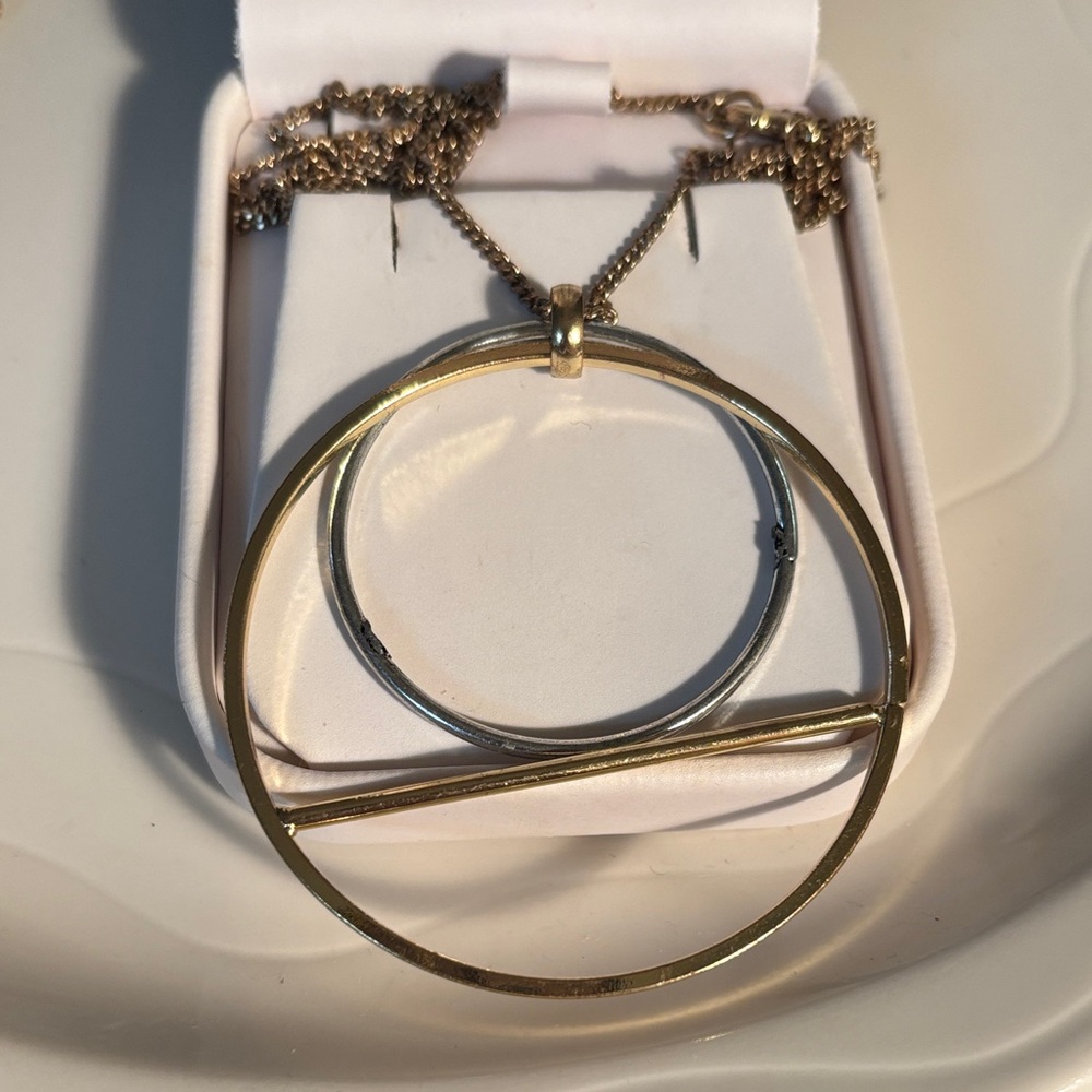 Unbranded Gold Tone Silver Circle Layered Pendant Necklace Women’s Jewelry Y2K